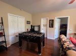 Lower level Den offers a foosball table
